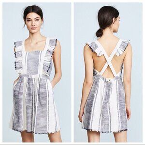 ANTHROPOLOGIE dRA Malibu Blue and White Apron Dress Size XS